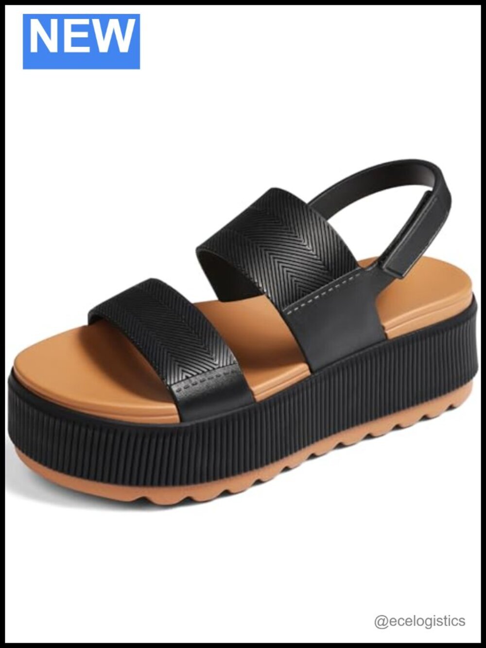 Chunky Wedge Lug Sole Platform Water Sandals Open Toe Double Buckle Straps